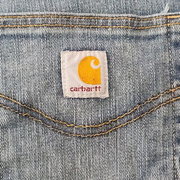 Mens Carhartt Carpenter Jeans With Knee Pad Pockets 36x34 Workwear Rugged - Picture 8 of 14